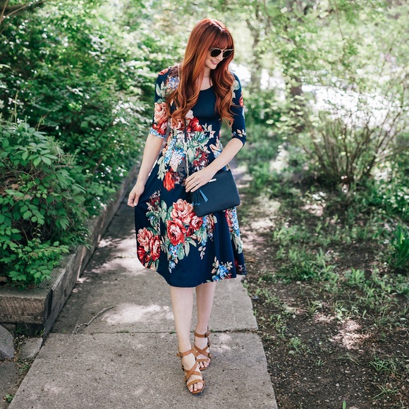 Poppy & Dot Navy Floral Dress Small - Picture 1 of 5